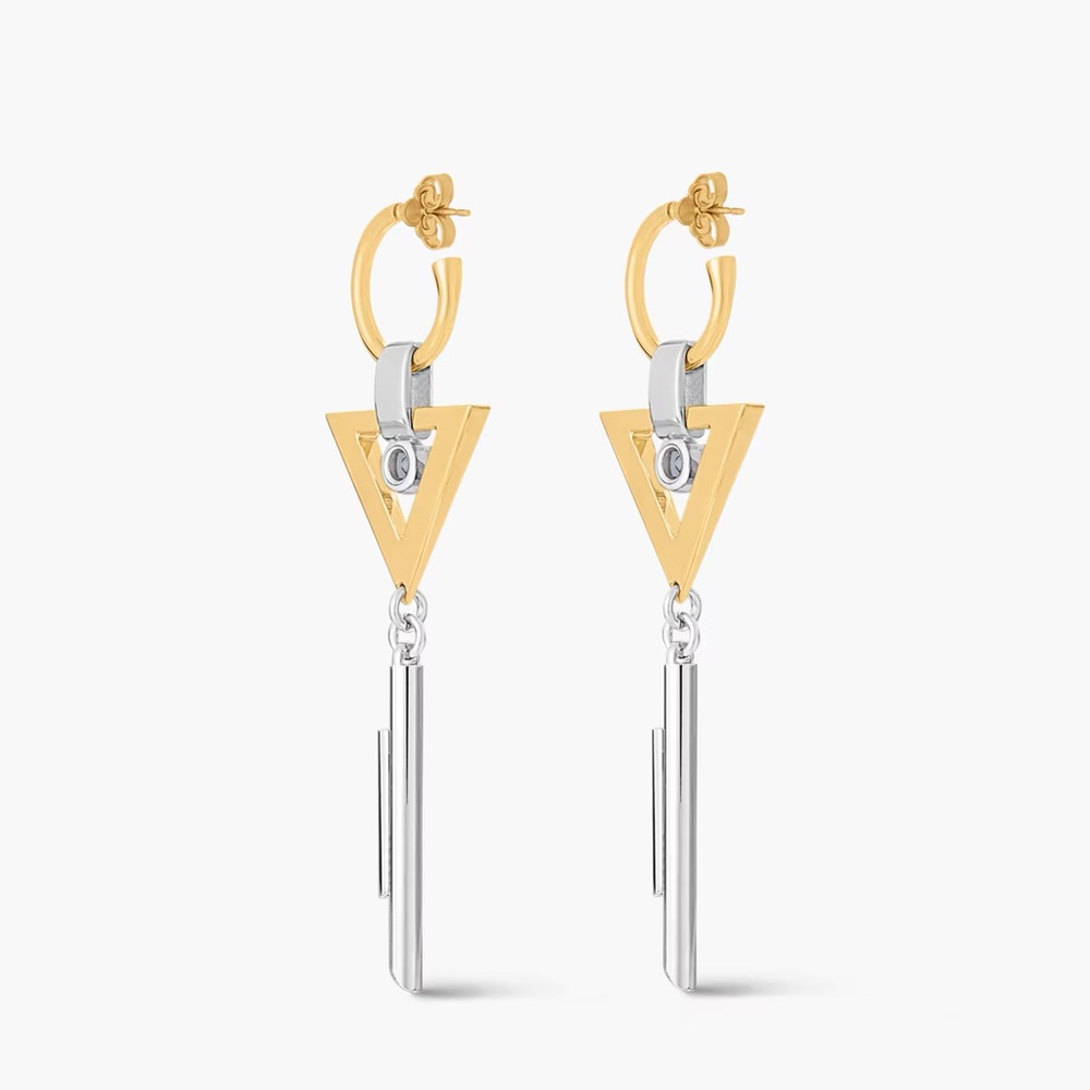 LV Gold and Silver Triangle Earrings